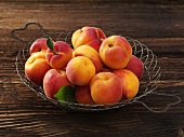Apricots in a wire basket