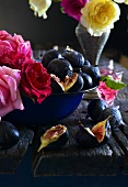 Fresh figs and roses