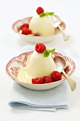 Panna cotta with raspberries