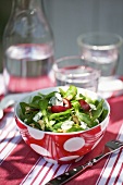 Mixed leaf salad with cherries, blue cheese and nuts