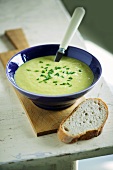 Cream of asparagus soup with chives