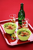 Noodle salad with chillis and beer (China)