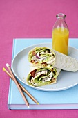 Chicken and salad wraps for school