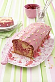 A pink marble cake with raspberry flavouring