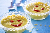 Vegetable cream soup with alphabet pasta, with faces