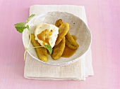 Fried bananas with soft cheese and orange & nutmeg butter