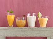 Drinks: orange & saffron, apple & cinnamon, kefir, mango & coconut