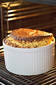 Cheese soufflé in the oven