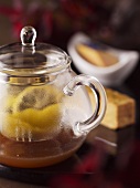 Goose liver terrine with a pot of tea