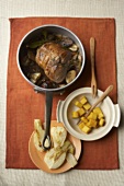 Marinated, braised leg of lamb with fennel & curry polenta
