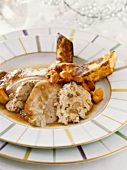 Turkey with mushroom stuffing and fried polenta