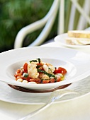 Prawn, bean and tomato salad