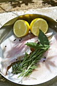 Skate wing with herbs and lemon in a sauteuse pan