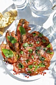 Tomato carpaccio with shallots and basil