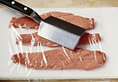 Flattening veal for veal roulades