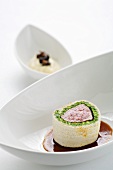 Fillet of veal in bread and bean casing with celery puree