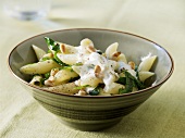 Penne rigate with spinach, pine nuts & fresh goat's cheese