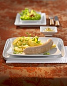 Sausage with potato salad (Christmas dish, Silesia)