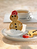 Iced snowman biscuit