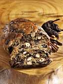 Kletzenbrot (fruit bread with dried pears), partly sliced