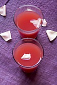 Two glasses of watermelon juice with rose water