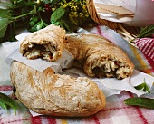 Home-made olive and tomato spelt bread