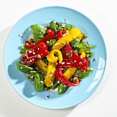 Peppers with almonds, garlic, capers and basil