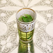 A glass of Moroccan mint tea