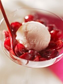 Ginger rosewater ice cream with cherries