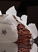 Chocolate dome cake with whipped cream