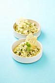 Spring herb risotto with Parmesan wafers