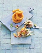 Breaded squid rings with fig and orange dip