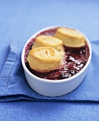 Pear and blueberry cobbler