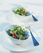 Chickweed salad with red peppers