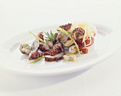 Squid and clams with herb oil
