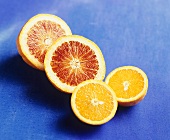 Halved orange and blood orange