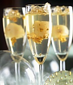 Lychee cocktails with gold leaf