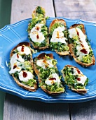 Savoy cabbage, rocket and cheese crostini