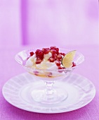 Ricotta cream with honey and pomegranate seeds
