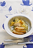 Fried chicken breast with marinated fennel salad