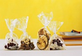 Bags of dried fruit and nuts
