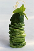 Tower of cucumber slices