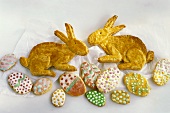 Easter baking: Easter Bunnies and coloured Easter eggs
