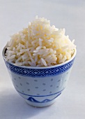 Cooked long-grain rice in a bowl