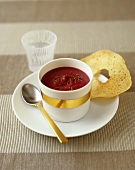 Beetroot soup in a small bowl