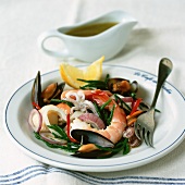 Seafood salad with rock samphire and vinaigrette