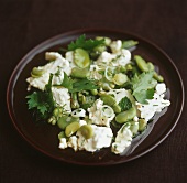 Bean salad with fresh herbs and feta