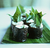 Maki rolls with sweet basil