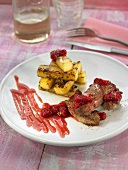 Pork with raspberries and grilled pineapple (Spain)
