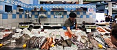 A trader at a fish market in Saint-Jean-de-Luz, South of France